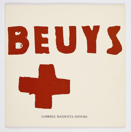 BEUYS catalogue cover, Gabriele Mazzotta Editore, red brushed lettering and cross
